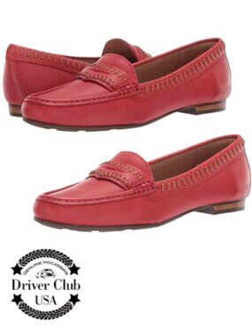 Driver Club USA Leather Made in Brazil Maple Ave Loafer, Red Grainy Sz 11 NWT